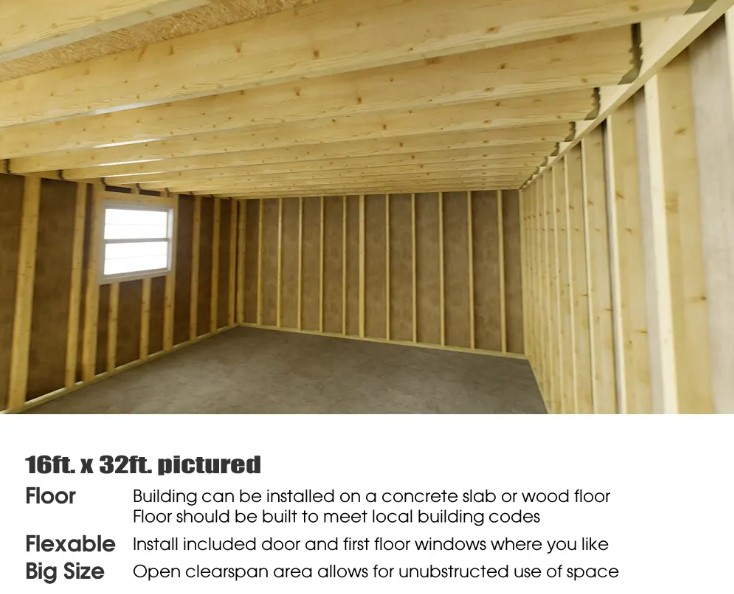 Best Barns 16 x 32 Foot Crafted Colossal Wood Storage Shed with Transom Doors