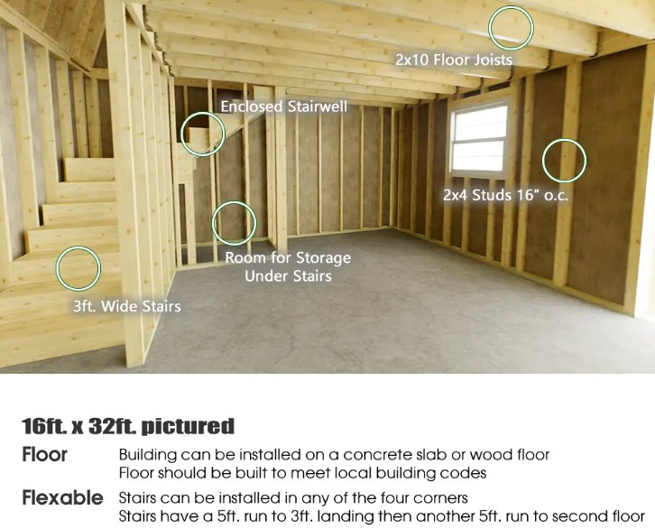 Best Barns 16 x 32 Foot Crafted Colossal Wood Storage Shed with Transom Doors