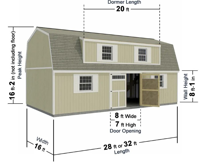 Best Barns 16 x 28 Foot Crafted Colossal Wood Storage Shed with Transom Doors
