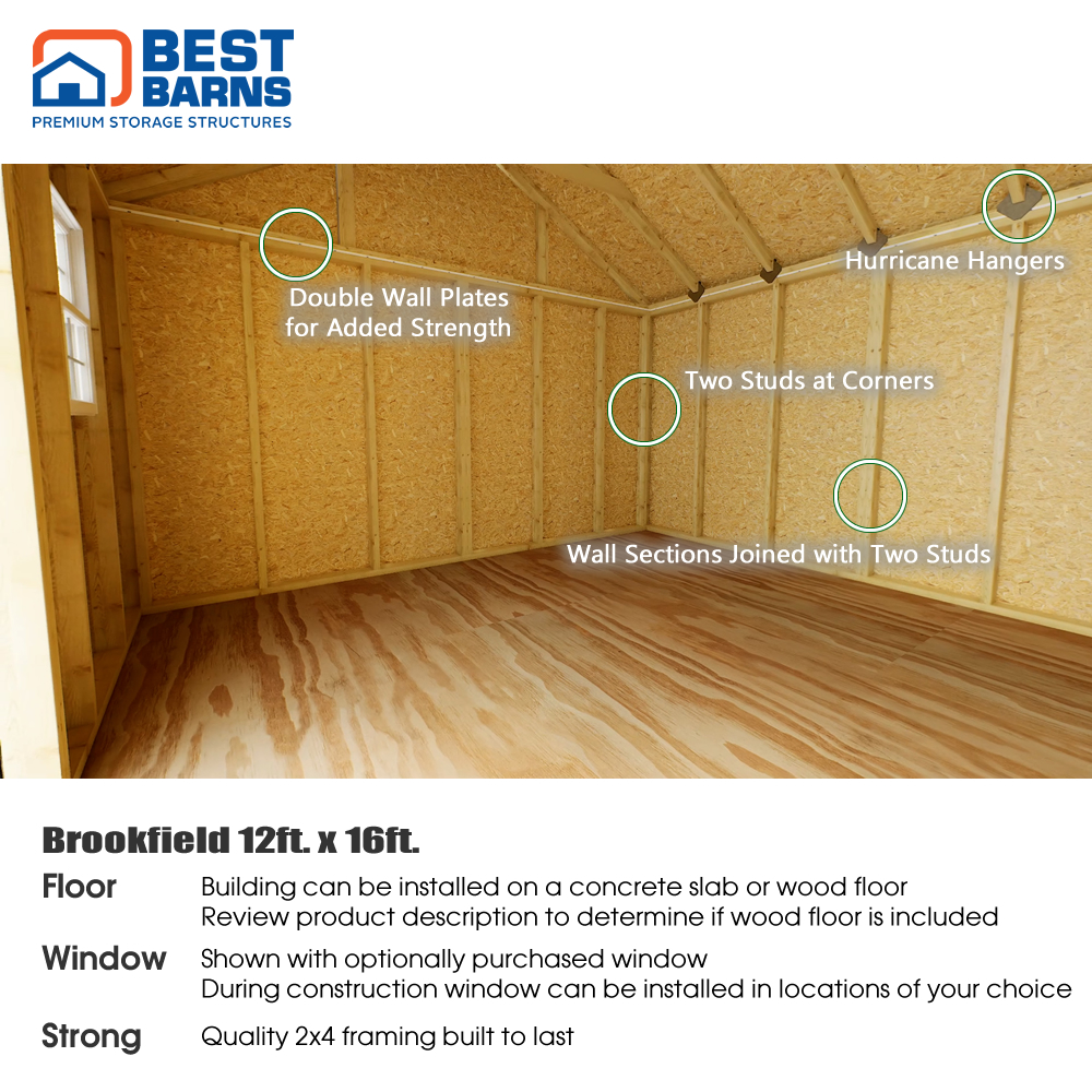 Best Barns 12 x 16 Foot Crafter Connection Wood Shed - Walk-In Eave Door