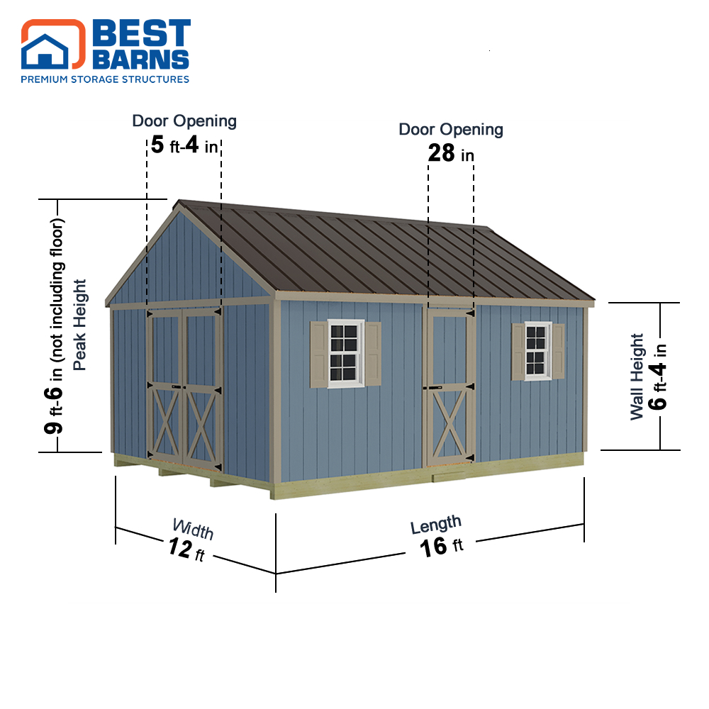 Best Barns 12 x 16 Foot Crafter Connection Wood Shed - Walk-In Eave Door