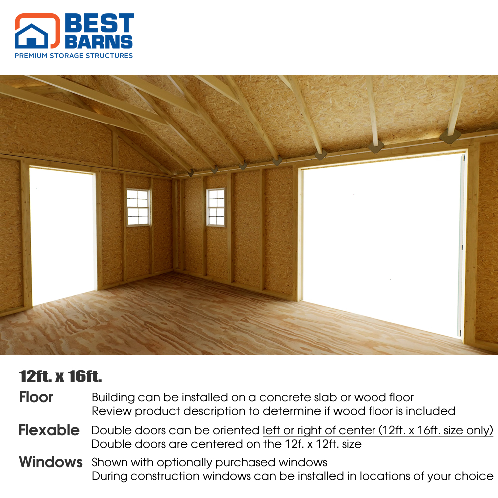 Best Barns 12 x 16 Foot Crafter Connection Door Wood Shed - Walk-In Gable Door