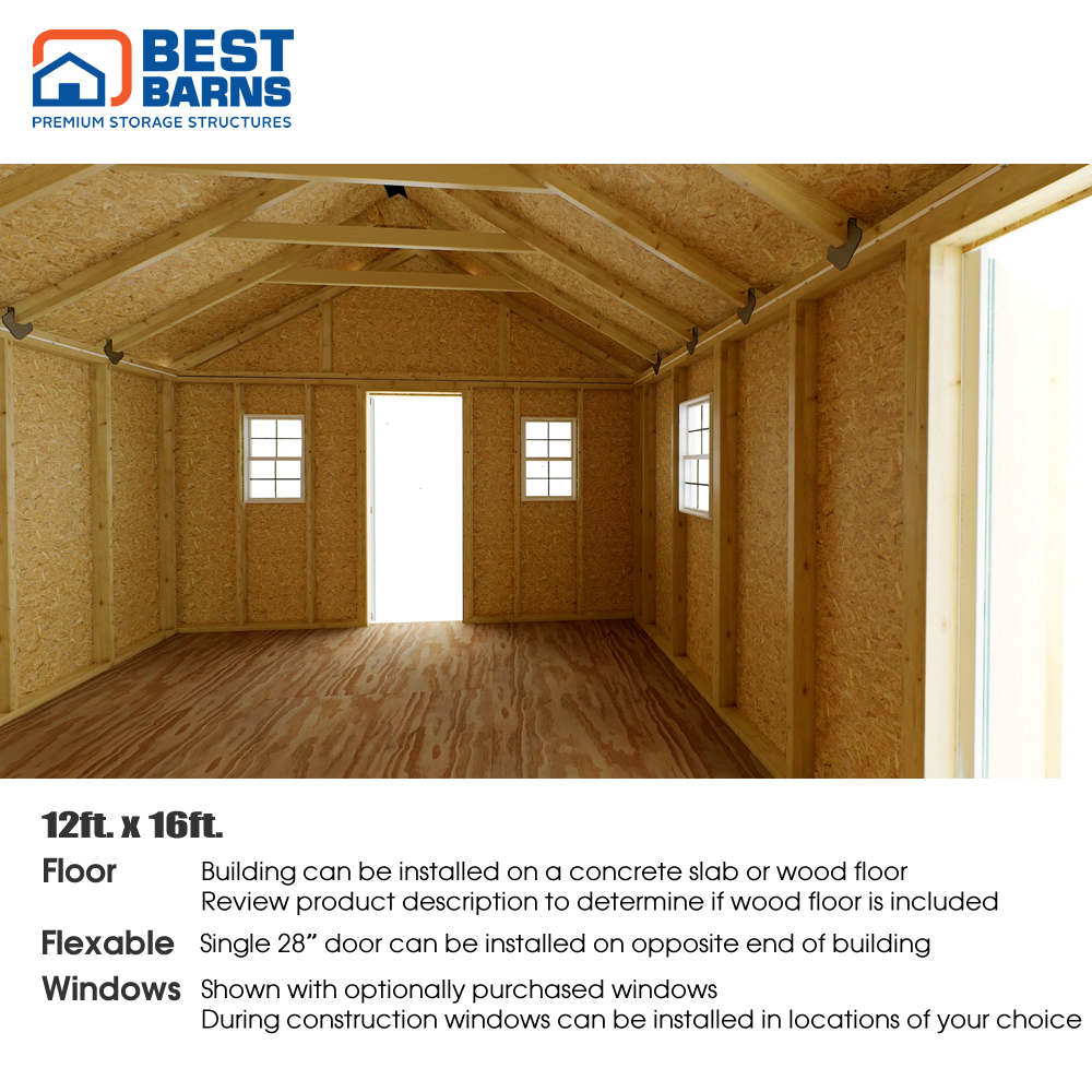 Best Barns 12 x 16 Foot Crafter Connection Door Wood Shed - Walk-In Gable Door