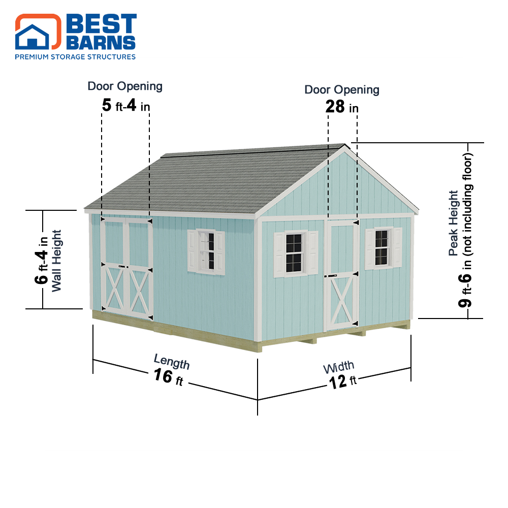 Best Barns 12 x 16 Foot Crafter Connection Door Wood Shed - Walk-In Gable Door