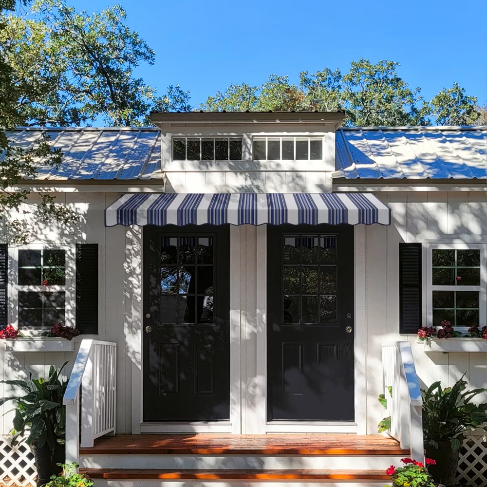 Awntech 6 Foot Dallas Retro Sloped Awning with Valance and Low Eave Options