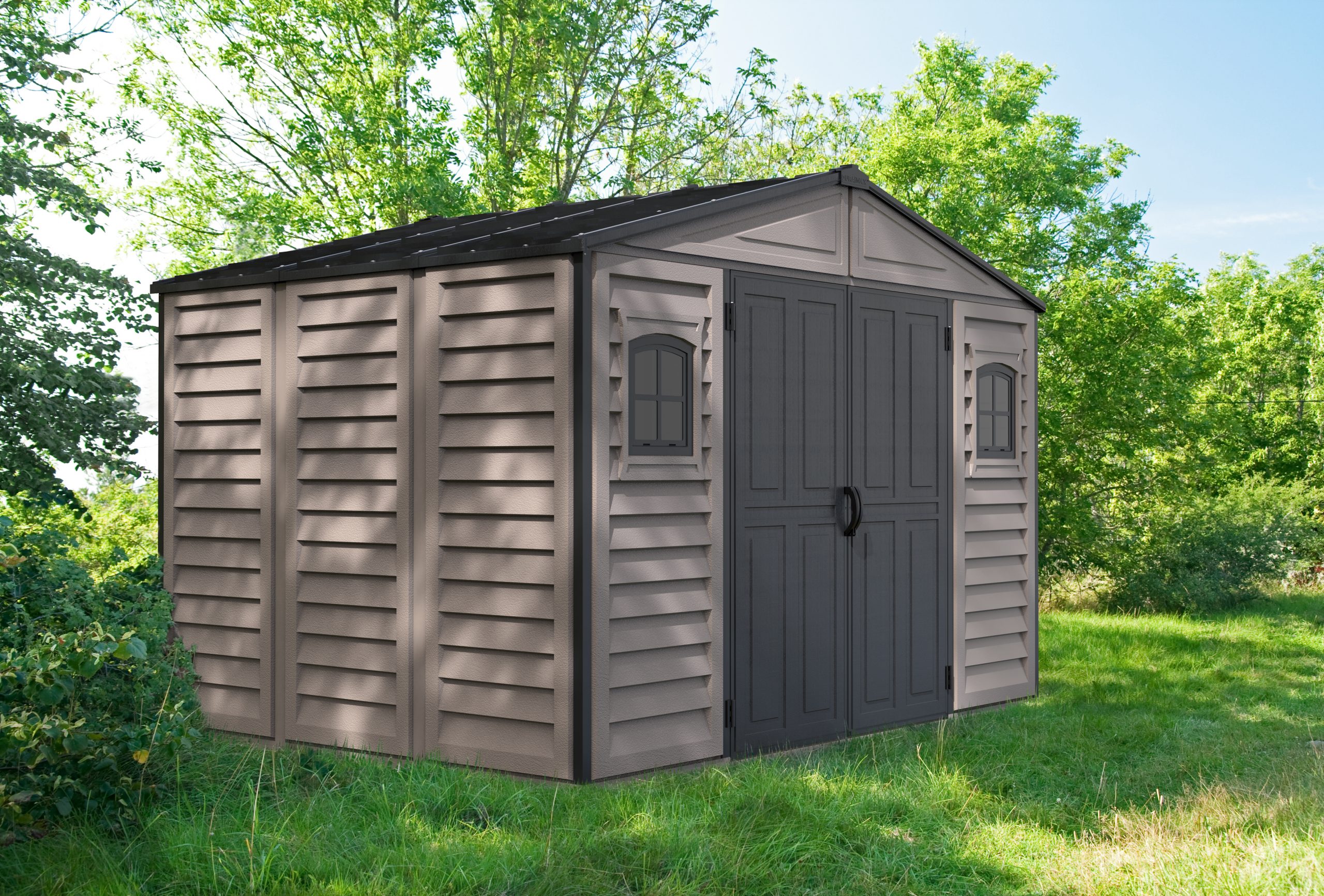 DuraMax Woodbridge II 10 x 8 Vinyl Storage Shed with Foundation