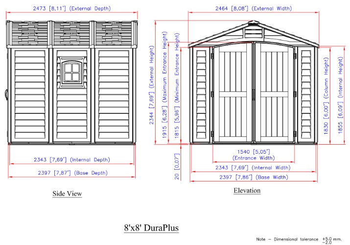 DuraMax 8 x 8 Foot DuraPlus Outdoor Storage Shed with Steel Foundation Frame