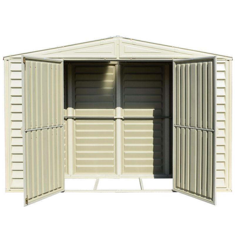 DuraMax 10.5 x 3 Foot SidePro Vinyl Plastic Storage Shed with Steel Frame Foundation