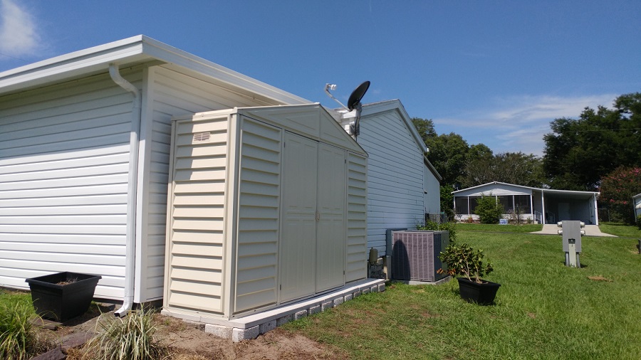 DuraMax 10.5 x 3 Foot SidePro Vinyl Plastic Storage Shed with Steel Frame Foundation