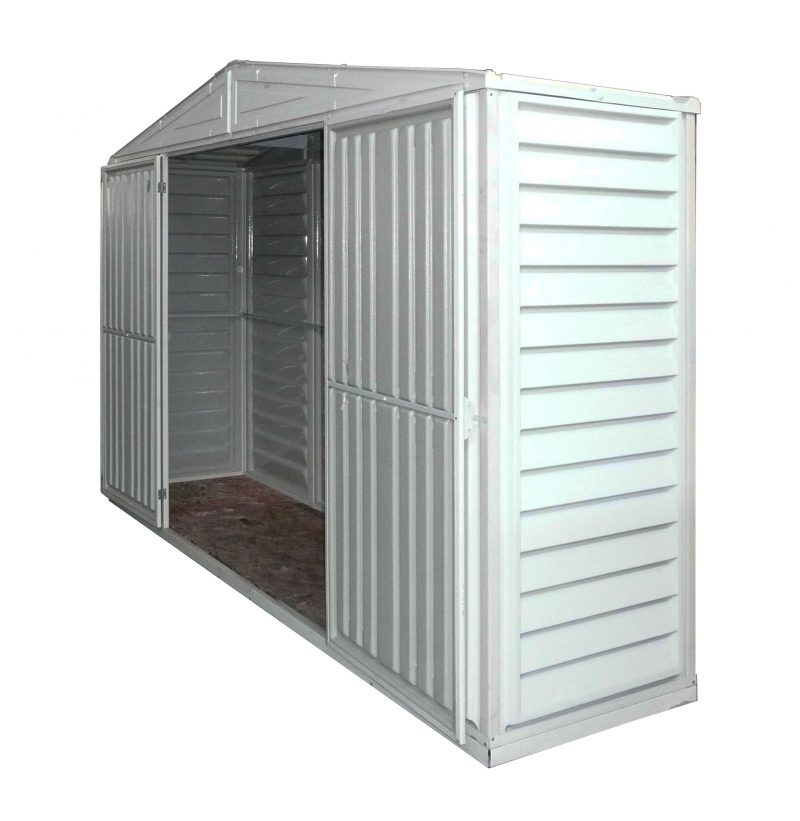 DuraMax 10.5 x 3 Foot SidePro Vinyl Plastic Storage Shed with Steel Frame Foundation