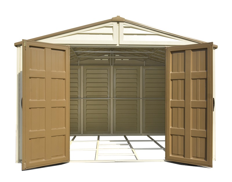 DuraMax WoodBridge Plus 10.5 x 10.5 Vinyl Storage Shed with Foundation