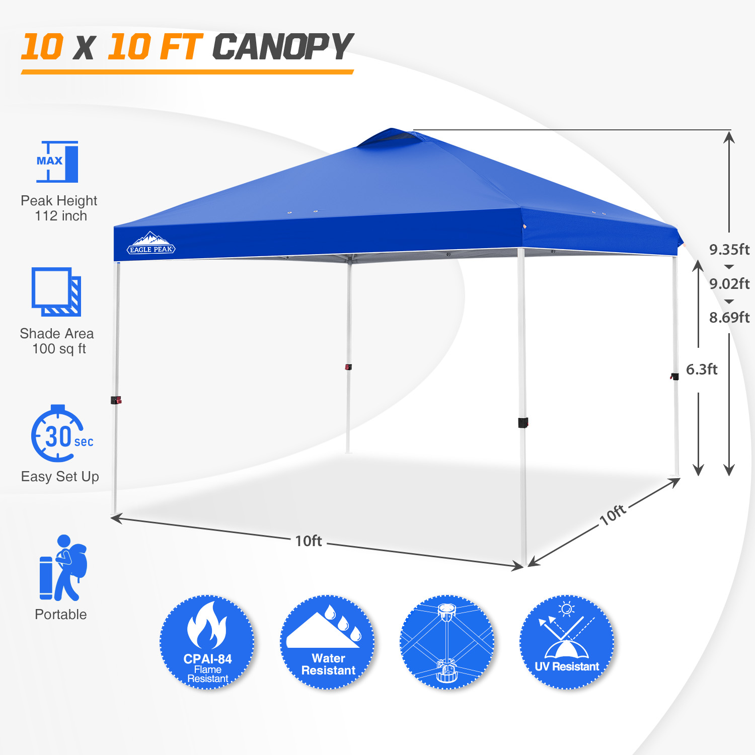 Eagle Peak 10 Foot Pop Up Canopy Tent