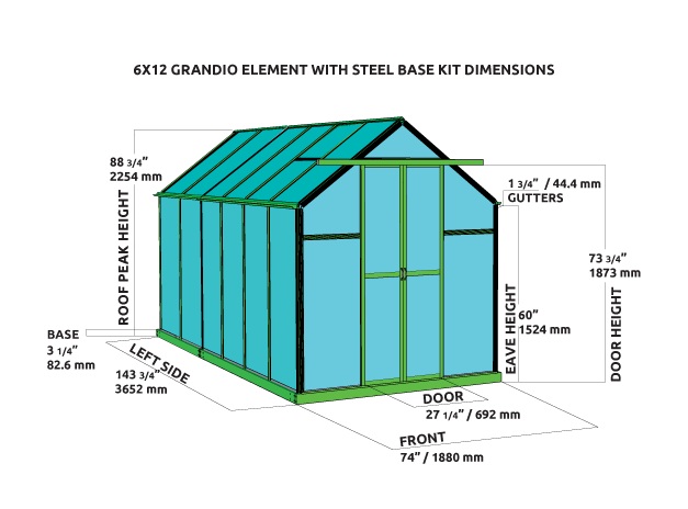 Grandio 6 x 12 Foot Element Greenhouse