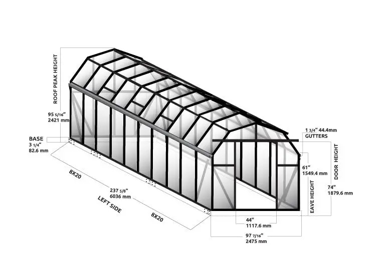Grandio 8 x 20 Foot Elite Greenhouse