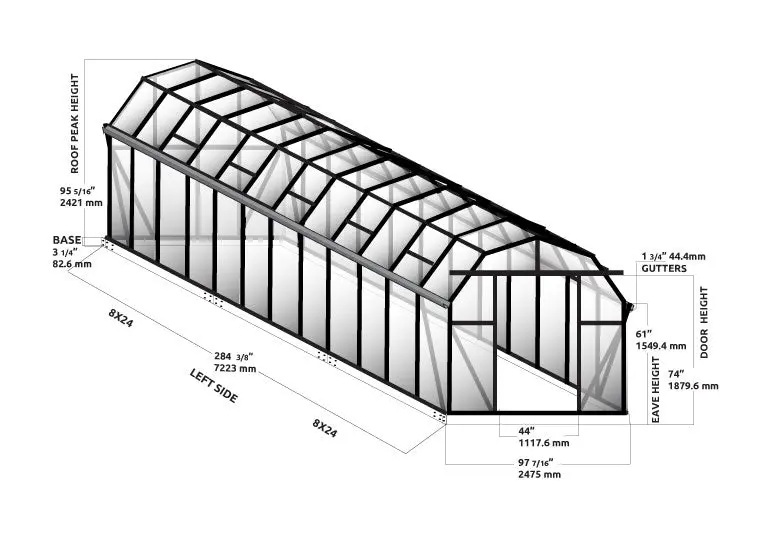 Grandio 8 x 24 Foot Elite Greenhouse