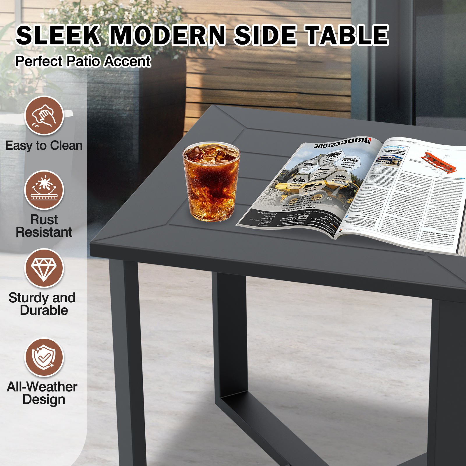 Eagle Peak 3 Piece Urban Slate Outdoor Bistro Patio Set