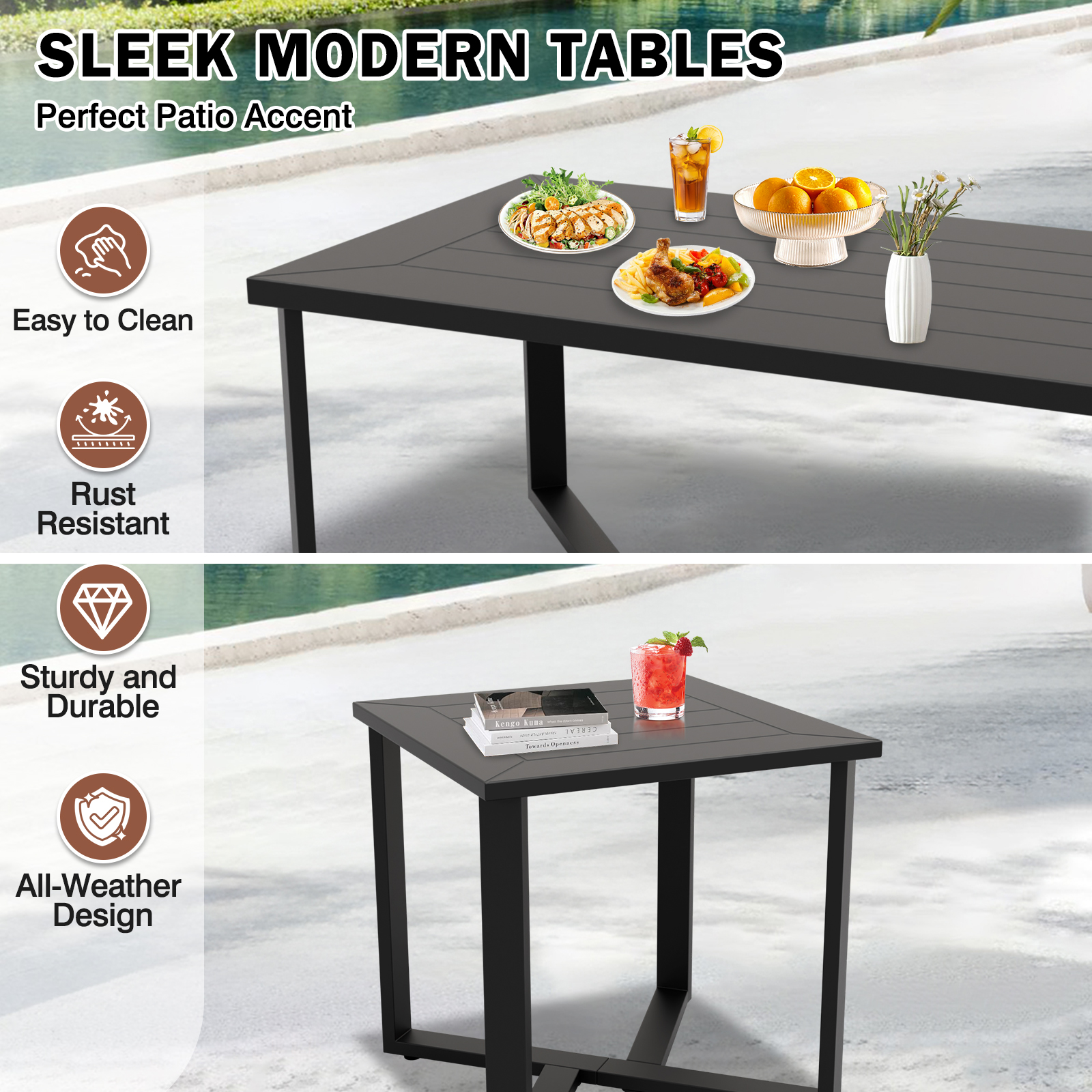 Eagle Peak 5 Piece Urban Slate Outdoor Bistro Patio Set