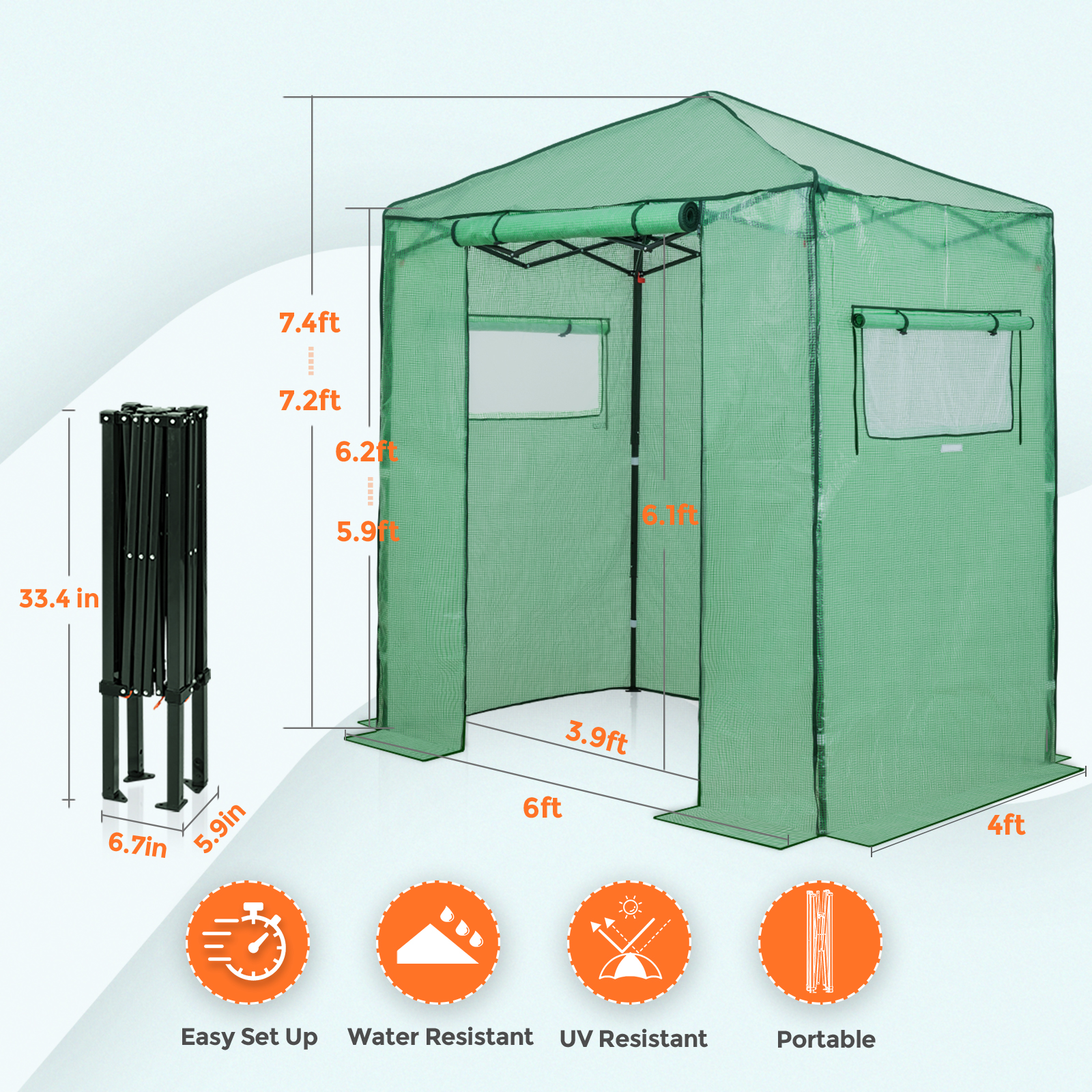 Eagle Peak 6 x 4 Foot Portable Walk-In Greenhouse