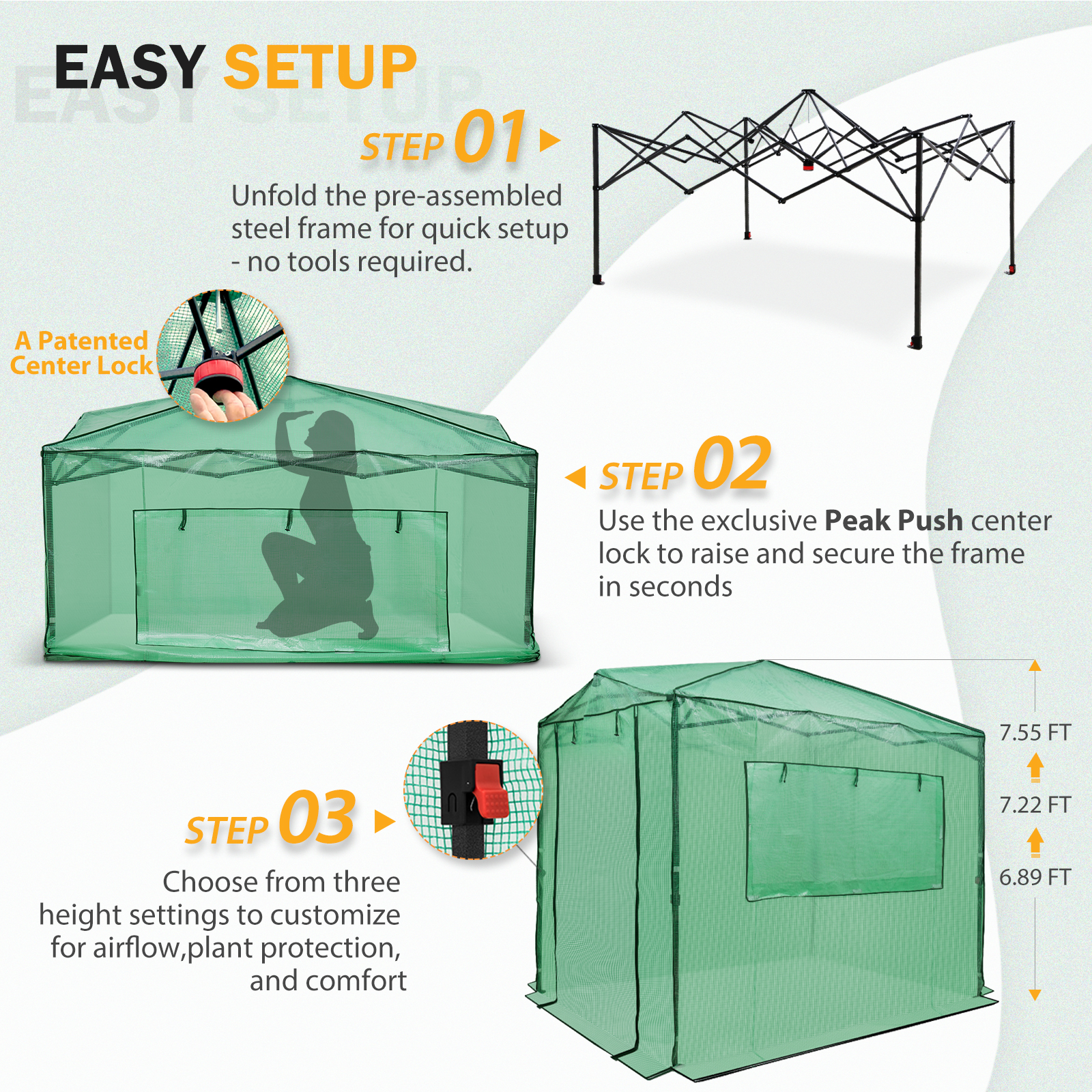 Eagle Peak 8 x 6 Foot Portable Walk-In Greenhouse