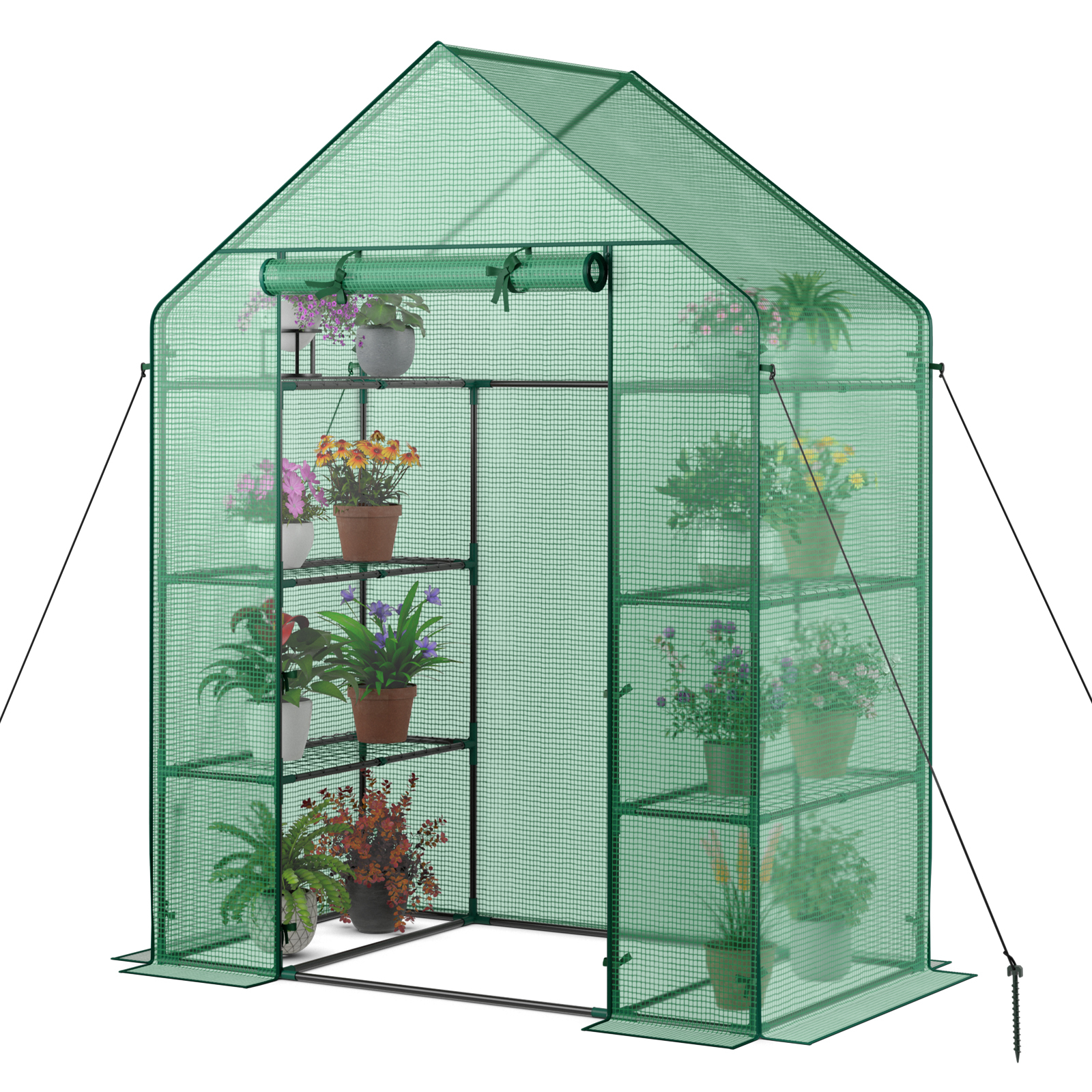 Costway 56 Inch Portable 4-Tier Walk-In Greenhouse with Shelves