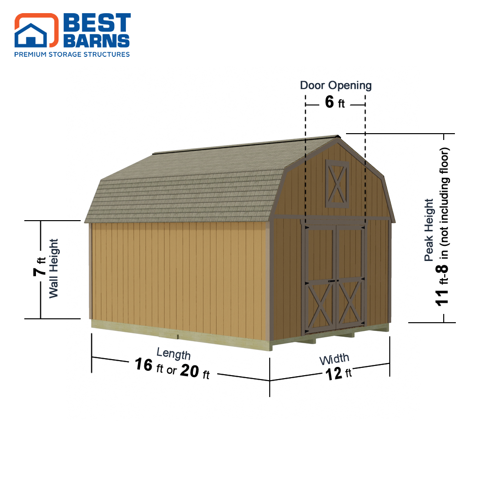 Best Barns 12 x 20 Foot Handcrafted Homstead Wood Storage Shed