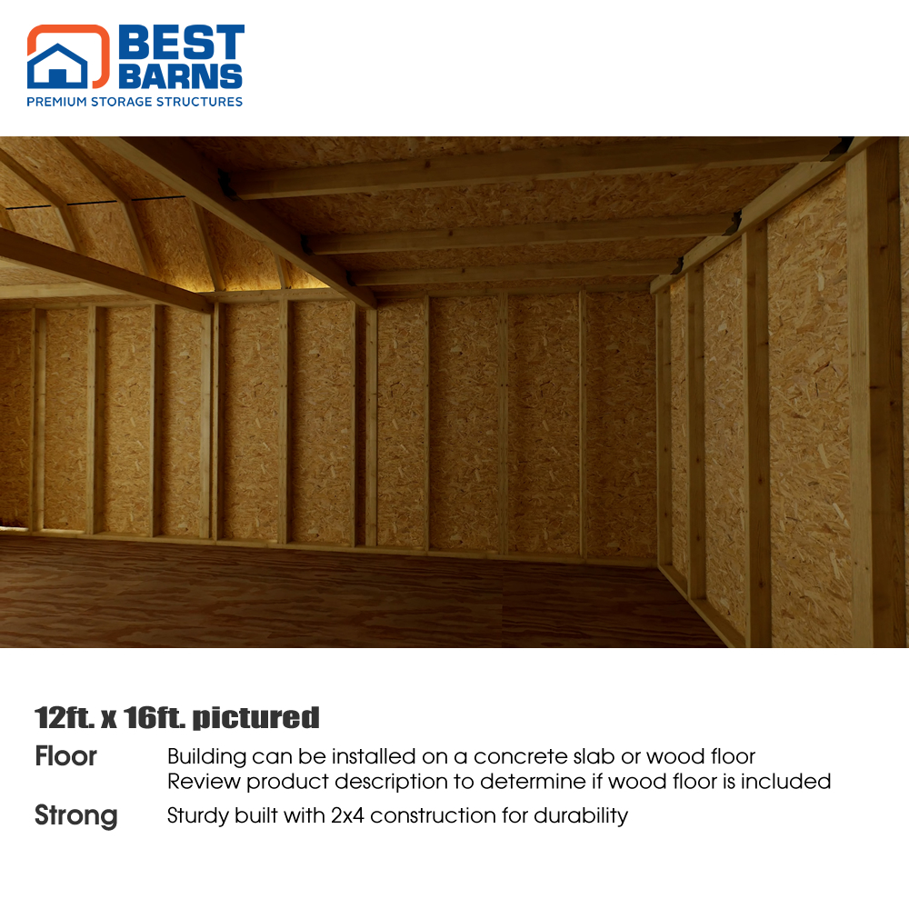 Best Barns 12 x 20 Foot Handcrafted Homstead Wood Storage Shed with Loft