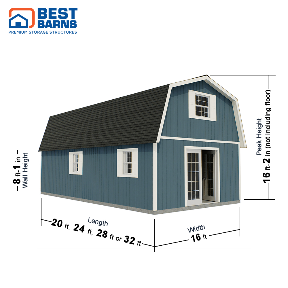 Best Barns 16 x 24 Foot Handcrafted Homestead XL Storage Shed