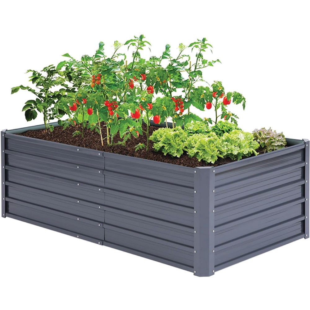 Hanover 71 Inch Galvanized Steel Rectangle Raised Planter Bed