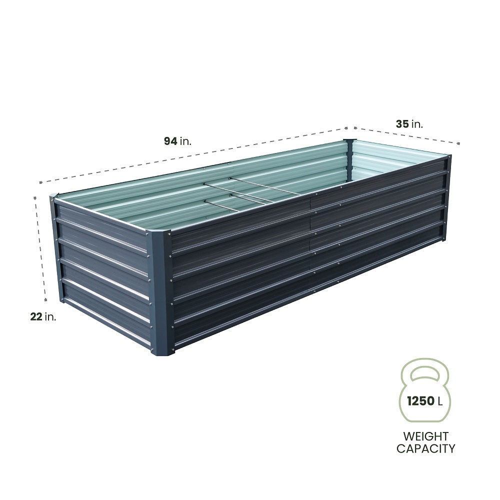 Hanover 94 Inch Galvanized Steel Rectangle Raised Planter Bed