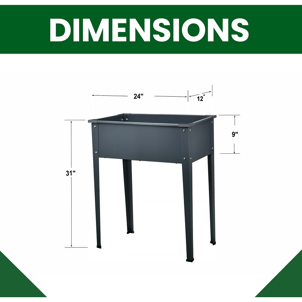 Hanover 24 Inch Galvanized Steel Raised Planter Bed on Legs
