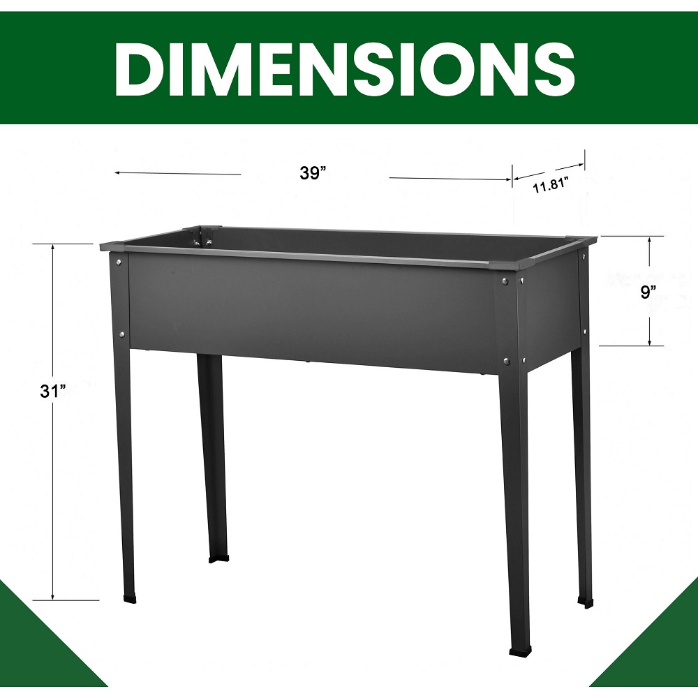 Hanover 40 Inch Galvanized Steel Raised Planter Bed on Legs