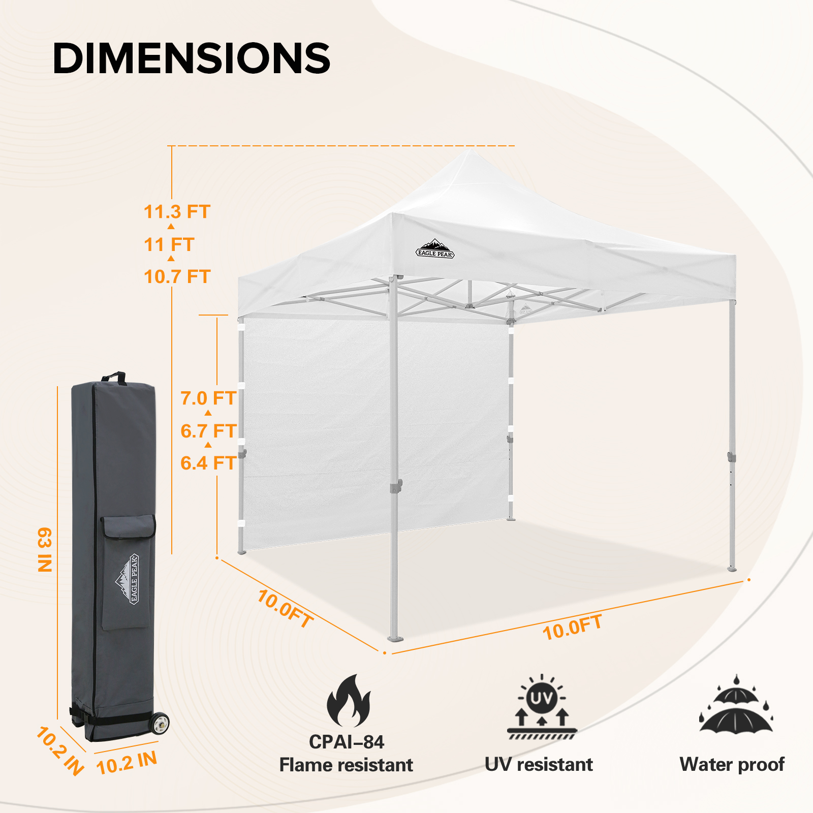 Eagle Peak 10 Foot Heavy-Duty Pop-Up Commercial Canopy Tent