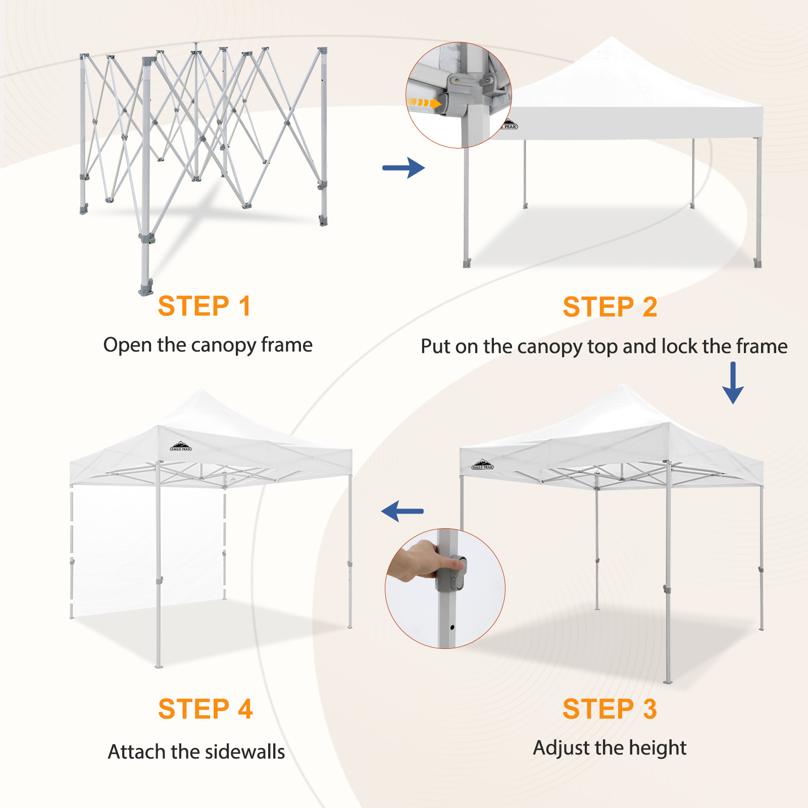 Eagle Peak 10 Foot Heavy-Duty Pop-Up Commercial Canopy Tent