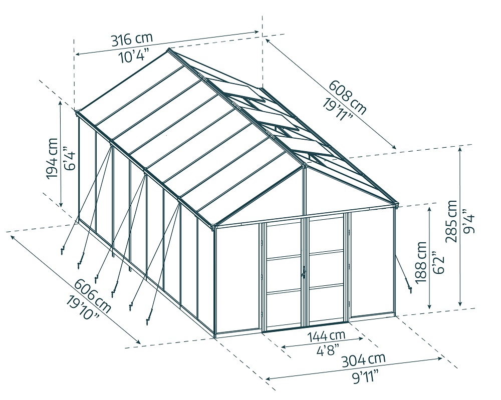 Palram-Canopia 10 x 20 Foot Aria Greenhouse