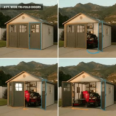 Lifetime 11' x 11' Shed with Trifold Door