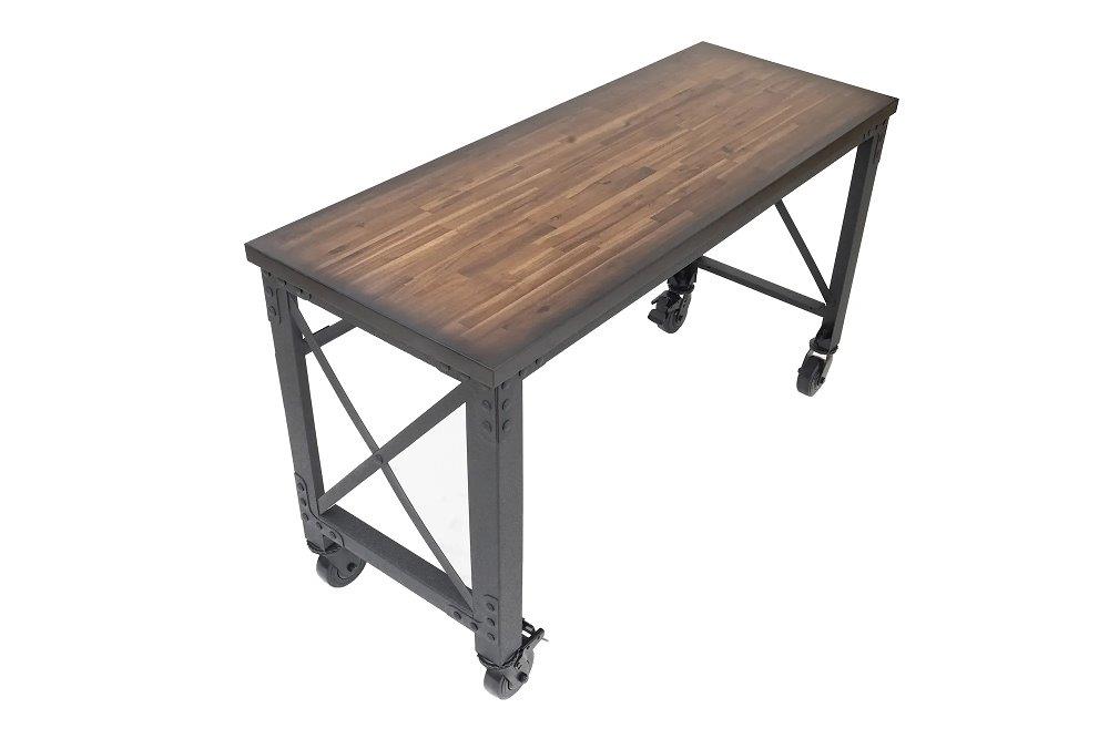 DuraMax 46 Inch Industrial Rolling Worktable with Wood Top