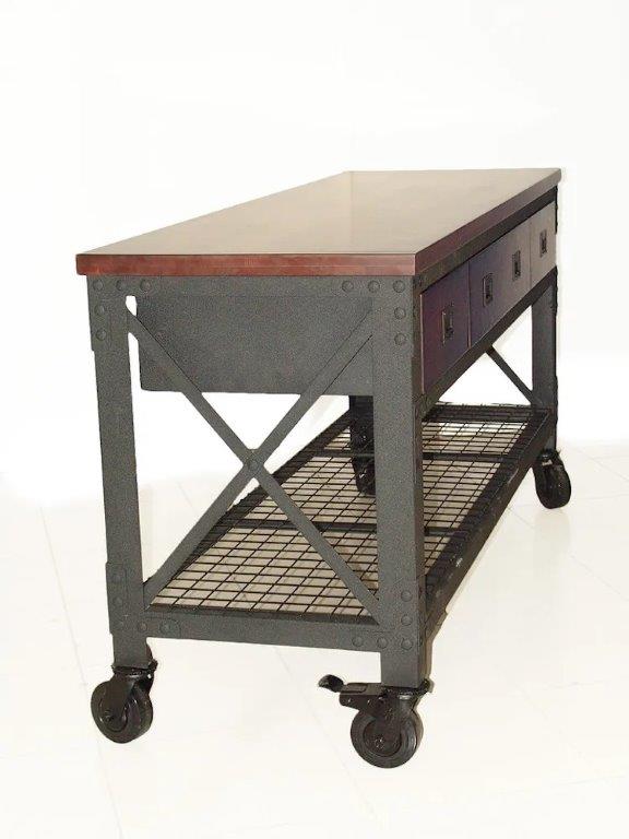 DuraMax 72 Inch Rolling Industrial Workbench with Wood Top