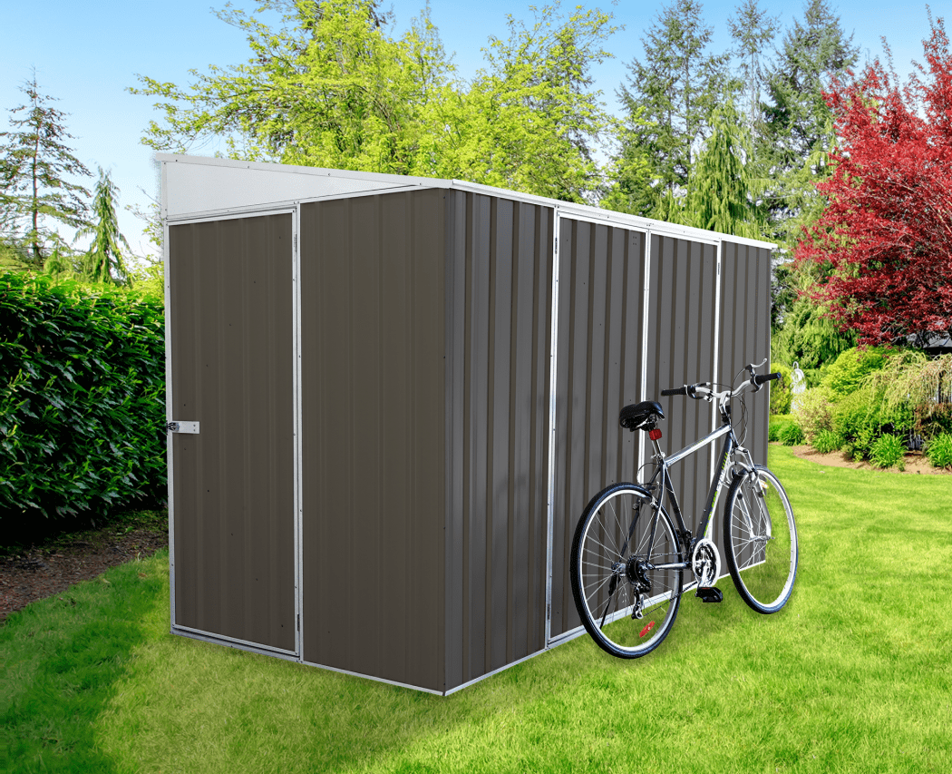 Absco 10 x 5 Foot Rectangular Woodland Grey Metal Lean To Bike Shed