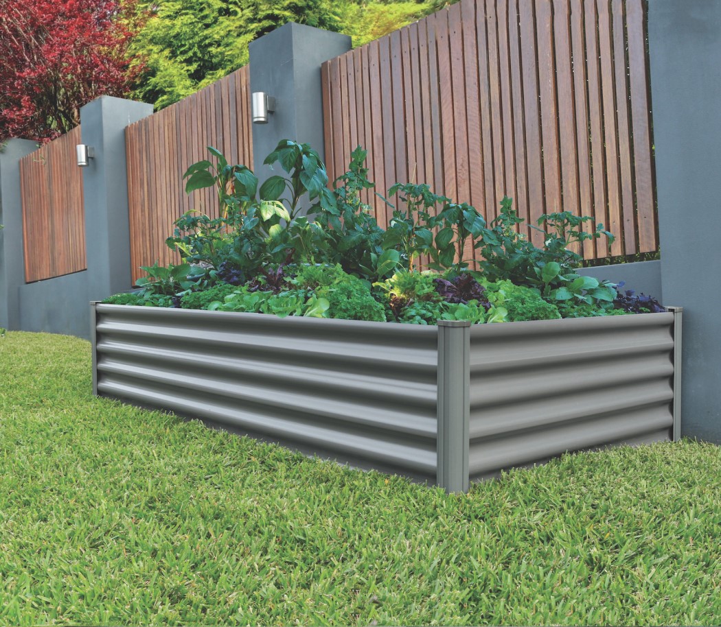 Absco The Organic Garden Co 6 x 3 Foot Rectangular Grey Steel Raised Garden Bed
