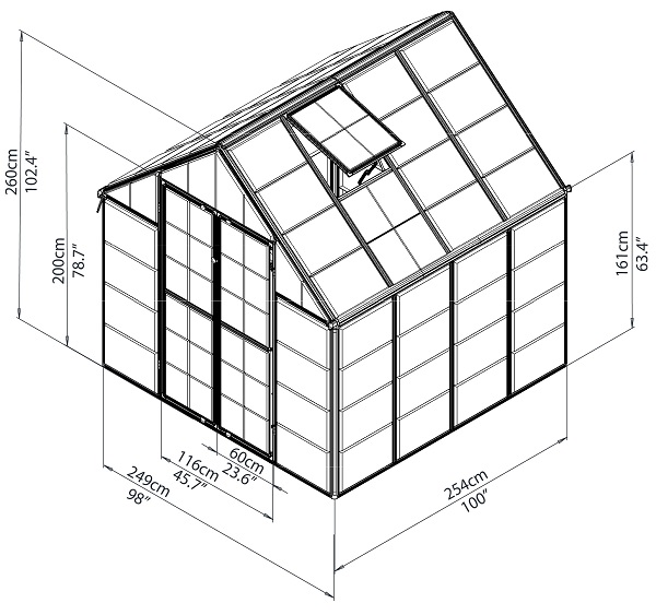 Palram - Canopia Snap & Grow 8 x 8 Hobby Greenhouse