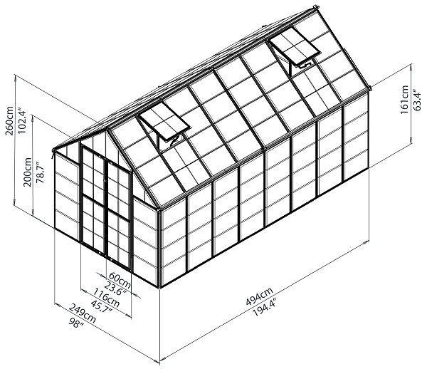 Palram - Canopia Snap & Grow 8 x 16 Hobby Greenhouse