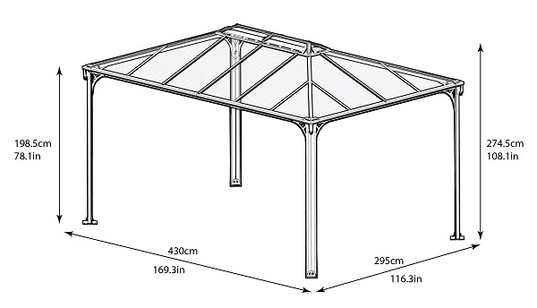 Palram - Canopia Martinique Rectangle Garden Gazebo