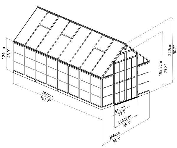 Palram - Canopia Balance 8 x 16 Hobby Greenhouse - 703490