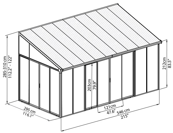 Palram - Canopia SanRemo 10 x 18 Six Door Patio Enclosure