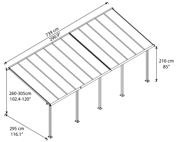 Palram - Canopia Olympia 10 x 24 Patio Cover - 704576