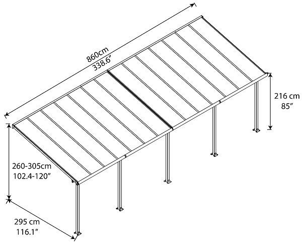 Palram - Canopia Olympia 10 x 28 Patio Cover - 704577