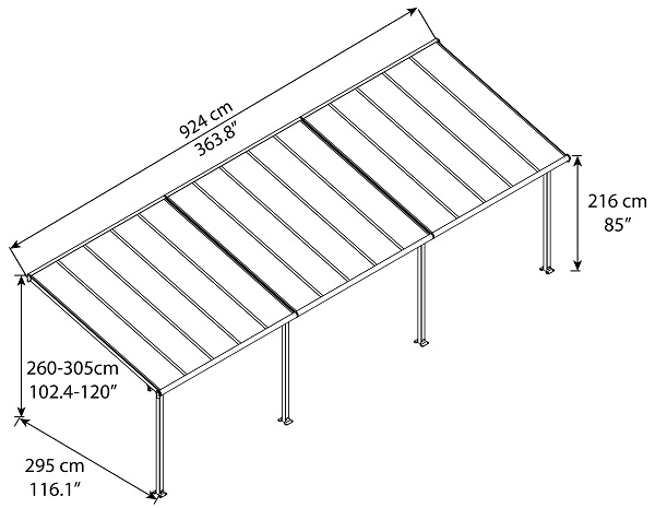 Palram - Canopia Olympia 10 x 30 Patio Cover - 704578