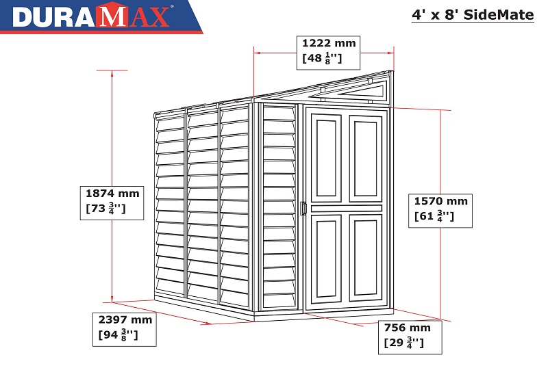 DuraMax 4 x 8 SideMate Plus Vinyl Shed with Foundation Kit