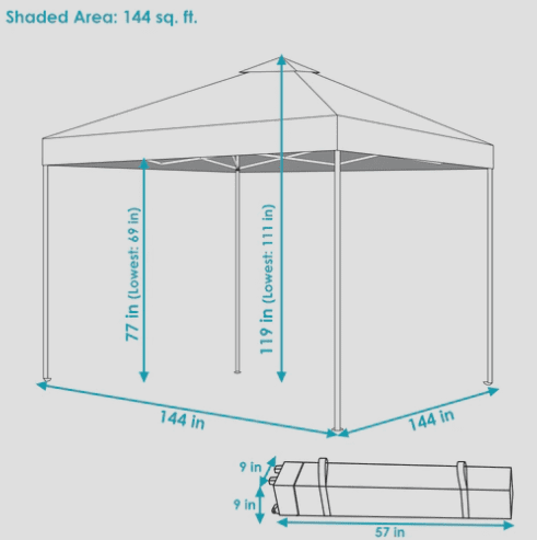 Sunnydaze 12 x 12 Foot Premium Pop-Up Canopy with Rolling Carry Bag