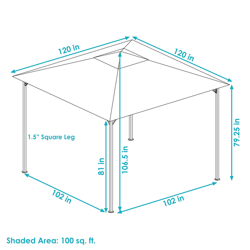 Sunnydaze 10' x 10' Steel Gazebo with Grey Weather-Resistant Fabric Top
